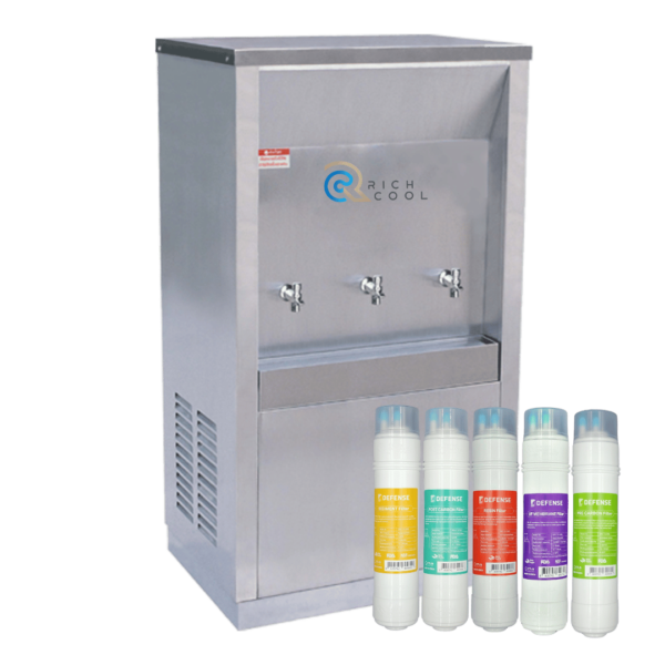 เครื่องทำน้ำเย็น 3 ก๊อก พร้อมเครื่องกรองน้ำ 5 ขั้นตอน UF รุ่น SPP-3PFI