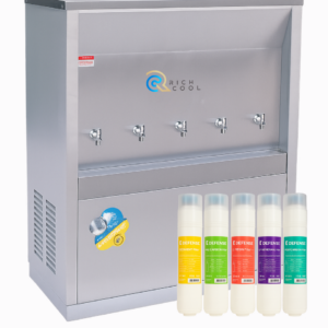 เครื่องทำน้ำเย็น 5 ก๊อก พร้อมเครื่องกรองน้ำ 5 ขั้นตอน UF รุ่น SPP-5PFI